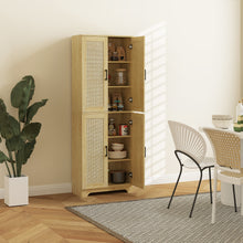 Armoire garde-manger 6 niveaux avec portes en rotin naturel
