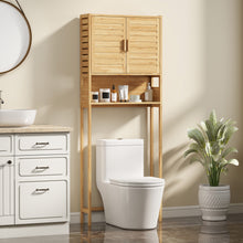 Meuble de rangement au-dessus de la toilette en bambou