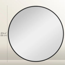 Miroir mural rond 36 po avec cadre noir