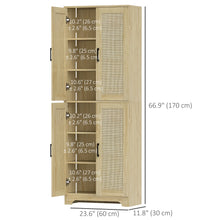 Armoire garde-manger 6 niveaux avec portes en rotin naturel