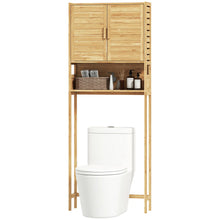 Meuble de rangement au-dessus de la toilette en bambou