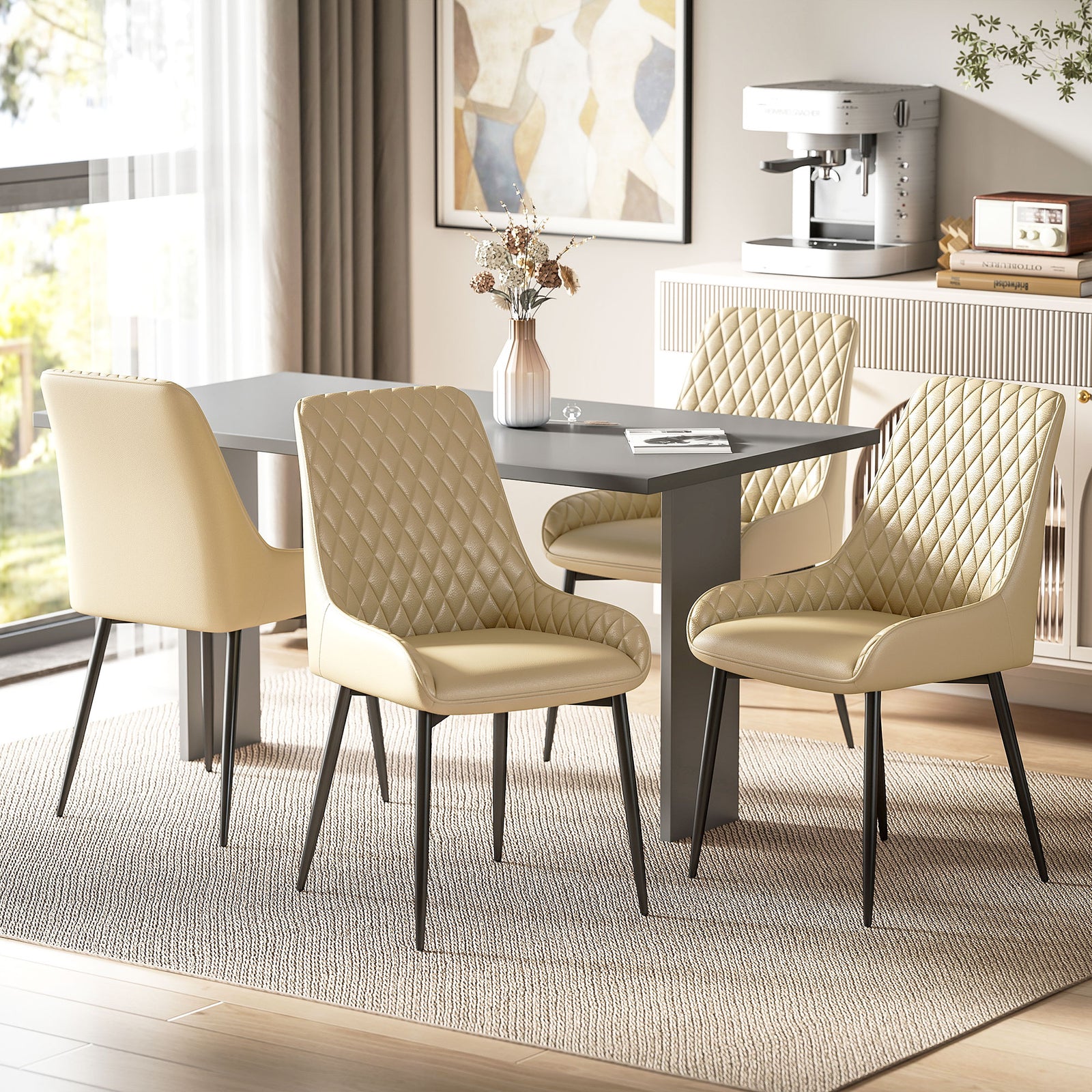 Ensemble de 4 chaises de salle à manger modernes en similicuir