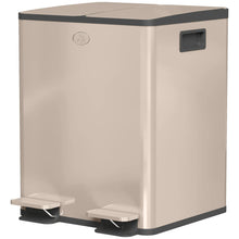 Poubelle double 40 L en acier inoxydable avec couvercles à fermeture douce