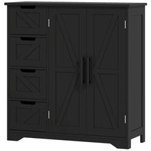 Meuble de rangement noir à 4 tiroirs et 2 portes