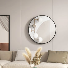 Miroir mural rond 36 po avec cadre noir