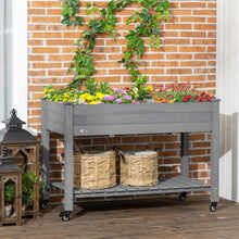Jardinière surélevée mobile à 2 niveaux avec roulettes