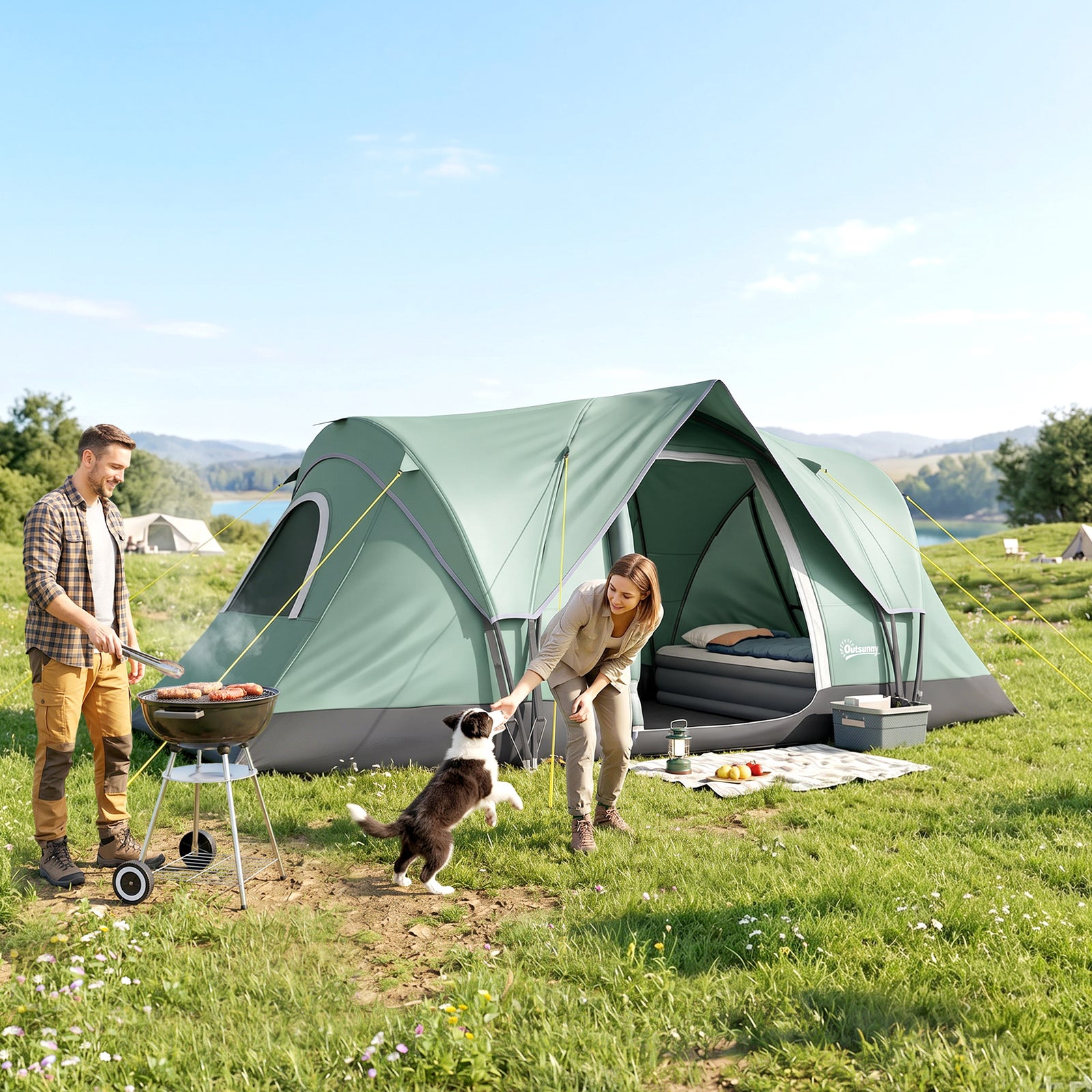 Tente de camping familiale 5 personnes avec toit en mile