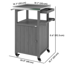 Chariot BBQ extérieur avec dessus en acier inoxydable et rangement